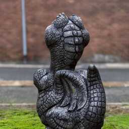 Stone Baby Dragon Statue Concrete Sitting Figurine Outdoor Animal Sculpture Wildlife Ornament Gothic Decoration Lover Gift Yard Art - thumbnail 4