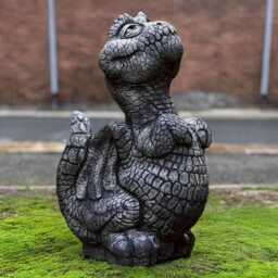 Stone Baby Dragon Statue Concrete Sitting Figurine Outdoor Animal Sculpture Wildlife Ornament Gothic Decoration Lover Gift Yard Art - thumbnail 1