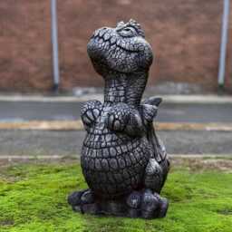 Stone Baby Dragon Statue Concrete Sitting Figurine Outdoor Animal Sculpture Wildlife Ornament Gothic Decoration Lover Gift Yard Art - thumbnail 3