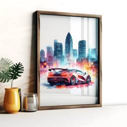 City Supercar Print Set - 3 Car Prints - Watercolour Painting Boys Room Wall Art Bedroom Gifts Artwork Decor - thumbnail 3