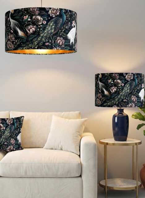 Handmade By Order Luxury Exotic Birds Peacock Foral Pattern Drum Lamp Shade Pendant Light All Shapes & Sizes Available - image 1