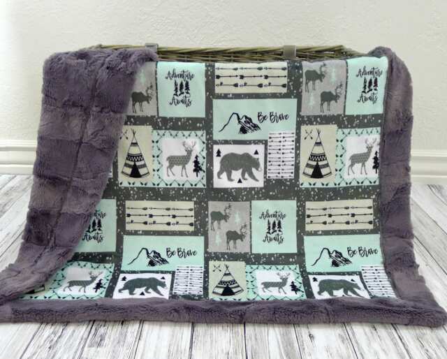 Minky Baby Blanket - Lumberjack Blanket- Gender Neutral Adventure Mountain Rustic Nursery Be Brave - image 1