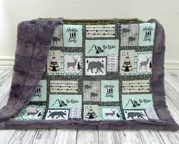Minky Baby Blanket - Lumberjack Blanket- Gender Neutral Adventure Mountain Rustic Nursery Be Brave