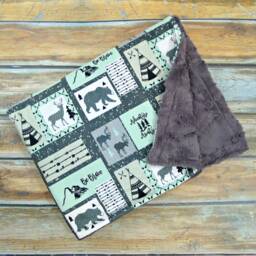 Minky Baby Blanket - Lumberjack Blanket- Gender Neutral Adventure Mountain Rustic Nursery Be Brave - thumbnail 3