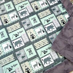Minky Baby Blanket - Lumberjack Blanket- Gender Neutral Adventure Mountain Rustic Nursery Be Brave - thumbnail 2