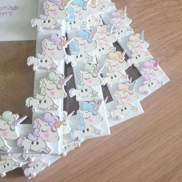 Cute Wooden Unicorn Button Photo Frame 4 X 6 Inches - image 1