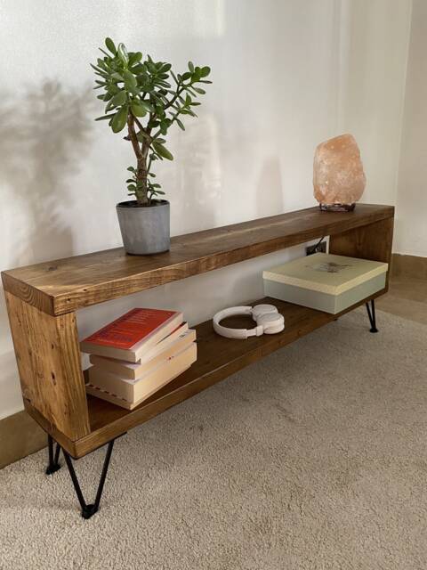 Handmade Reclaimed Wood Tv Stand Rustic Industrial Hifi Stand - image 1