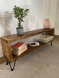 Handmade Reclaimed Wood Tv Stand Rustic Industrial Hifi Stand - thumbnail 1