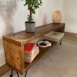 Handmade Reclaimed Wood Tv Stand Rustic Industrial Hifi Stand - thumbnail 2