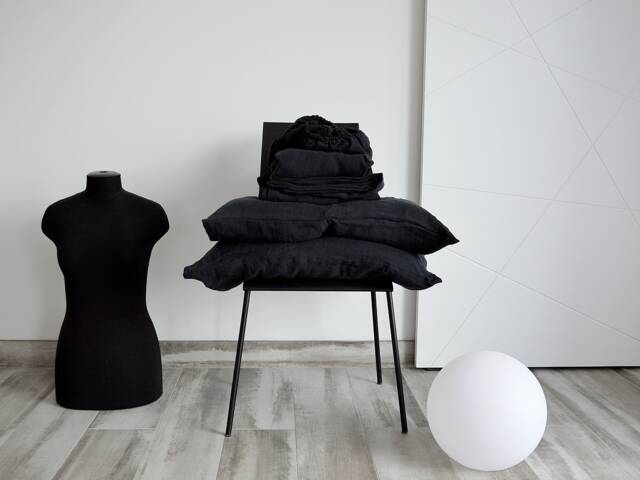 Linen Sheet Set, Black Linen Bedding, 2 Pillowcase & Set - image 1