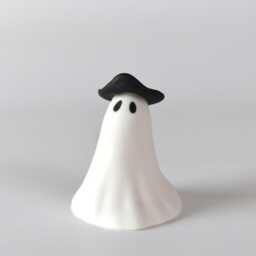 Spooky Ghost Sculpture Ceramic Pirate With Hat - thumbnail 3