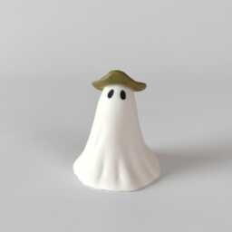 Spooky Ghost Sculpture Ceramic Pirate With Hat - thumbnail 2