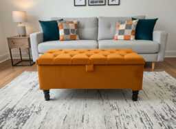 Plush Velvet Storage Ottoman Box Tufted Coffee Table, Bedroom Seating