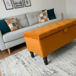 Plush Velvet Storage Ottoman Box Tufted Coffee Table, Bedroom Seating - thumbnail 3