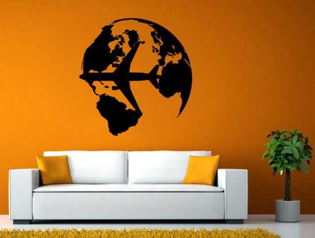 World Travel Wall Sticker, Decal, Airplane Decal L2147 - image 1