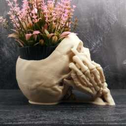 Happy Skull Planter - Realistic Gothic Decor Plant Pot, Dark Academia Macabre Head - thumbnail 3