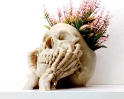 Happy Skull Planter - Realistic Gothic Decor Plant Pot, Dark Academia Macabre Head