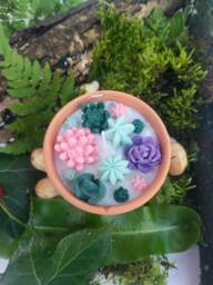 Succulent Flower Candle Terracotta Plant Pot Candle 8Oz Soy Vegan Cruelty Free Christmas Gift Catus - thumbnail 1