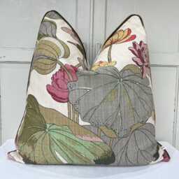 Gp & J Baker Nympheus Taupe Beige Luxury Designer Linen Decorative Cushion Throw Pillow Cover - thumbnail 3