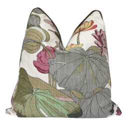 Gp & J Baker Nympheus Taupe Beige Luxury Designer Linen Decorative Cushion Throw Pillow Cover - thumbnail 1