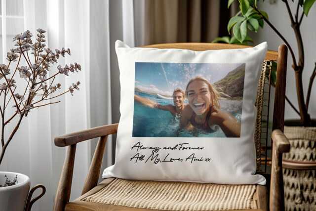 Personalized Photo Pillow Custom Cushion Cover. Size 40cm By & 50cm X Add Also Any Initial, Name, Logo, Text On Cover - image 1