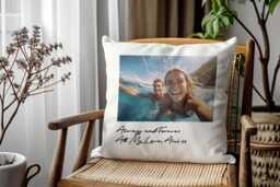 Personalized Photo Pillow Custom Cushion Cover. Size 40cm By & 50cm X Add Also Any Initial, Name, Logo, Text On Cover - thumbnail 1