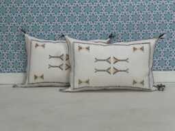 Yakiti-White Square Moroccan Pillows, Aka Cactus Silk Pillow, Decorative Pillows, Sabra Pillows, Moroccan Decor Designer Cactus