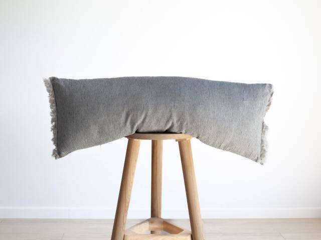 Handmade Linen Lumbar Pillow Cover Striped Farmhouse Style - image 1