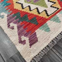 Kilim Runner Multicolour, Handmade Artisan Afghan Turkish Persian Qashqai Navajo Bohemian Natural Wool Flatweave Rug 197x61 cm - thumbnail 4