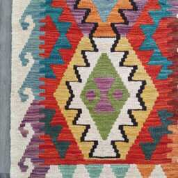 Kilim Runner Multicolour, Handmade Artisan Afghan Turkish Persian Qashqai Navajo Bohemian Natural Wool Flatweave Rug 197x61 cm - thumbnail 2