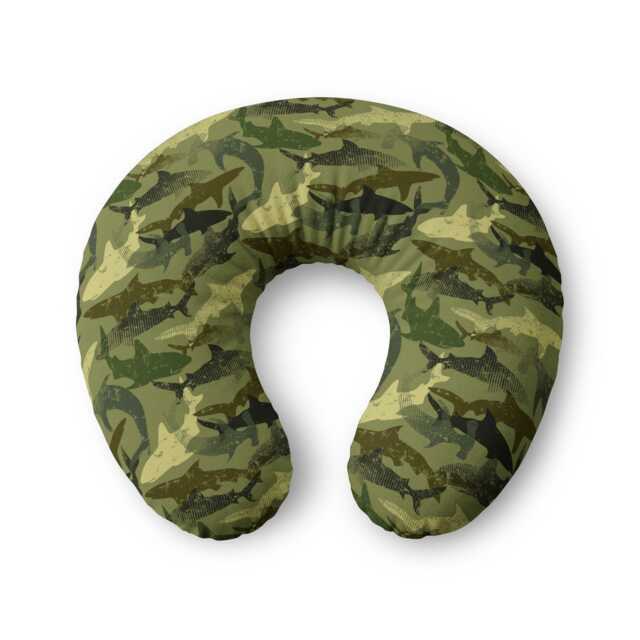 Shark Camo Nursing Pillow Cover - Green Pattern - image 1