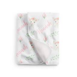 Sweet Lamb Baby Girl Blanket in Fleece, Minky, Or Sherpa. Perfect Gift - thumbnail 1