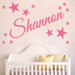 Personalised Name Wall Sticker - Calligraphy Style With Decorative Stars For Kids Rooms - thumbnail 2