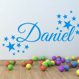 Personalised Name Wall Sticker - Calligraphy Style With Decorative Stars For Kids Rooms - thumbnail 3
