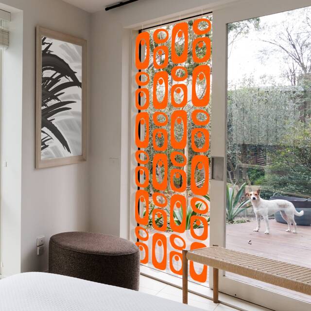 Orange Room Divider - Mid Century Dividers Beatnik Party Home Office Curtains Dividing - image 1