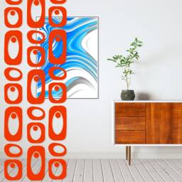 Orange Room Divider - Mid Century Dividers Beatnik Party Home Office Curtains Dividing - thumbnail 2