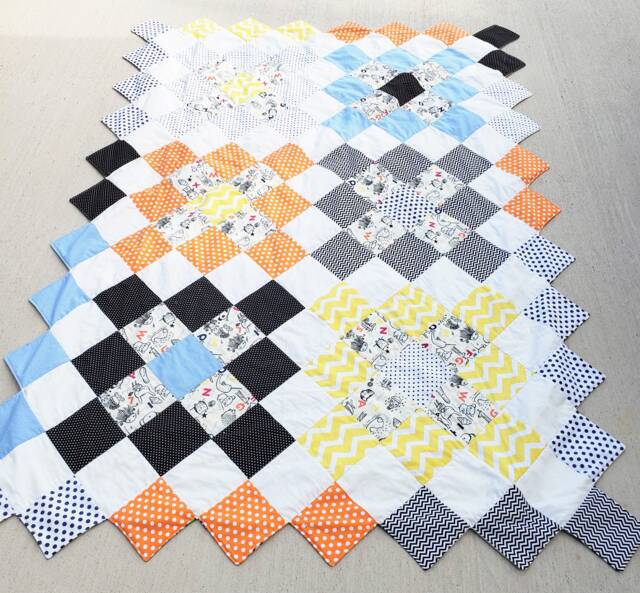 Alphabet Soup Throw Quilt Modern Kid's Granny Square Quilt - image 1