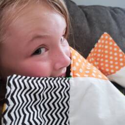Alphabet Soup Throw Quilt Modern Kid's Granny Square Quilt - thumbnail 4