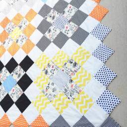 Alphabet Soup Throw Quilt Modern Kid's Granny Square Quilt - thumbnail 3
