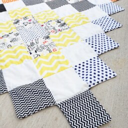 Alphabet Soup Throw Quilt Modern Kid's Granny Square Quilt - thumbnail 2