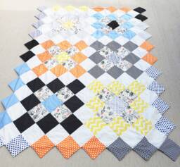 Alphabet Soup Throw Quilt Modern Kid's Granny Square Quilt - thumbnail 1