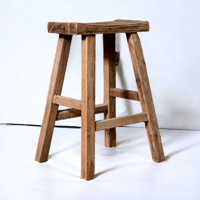 Rustic Reclaimed Elm Camber Top Bar Stool - image 1