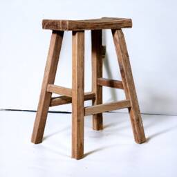 Rustic Reclaimed Elm Camber Top Bar Stool - thumbnail 1