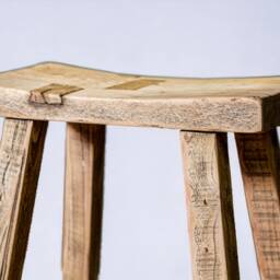 Rustic Reclaimed Elm Camber Top Bar Stool - thumbnail 2