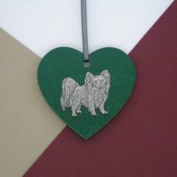 Papillon Wooden Heart Decoration - Christmas Ornament Bauble Dog Tree Mum Gift - thumbnail 2