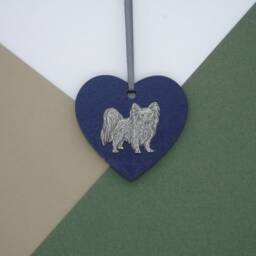 Papillon Wooden Heart Decoration - Christmas Ornament Bauble Dog Tree Mum Gift - thumbnail 3
