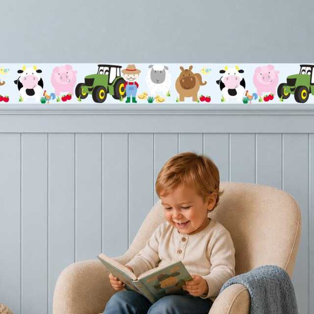 Farm Animal Wall Sticker Border Colourful Nursery Room Decor For Toddlers Bedroom & Playroom - image 1