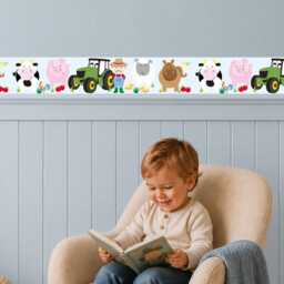 Farm Animal Wall Sticker Border Colourful Nursery Room Decor For Toddlers Bedroom & Playroom