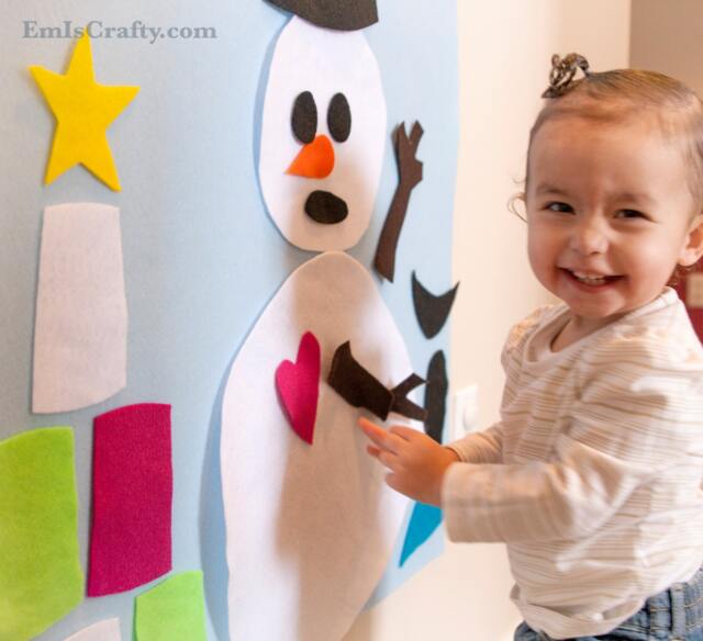 Snowman Wall Hanging Decor - Winter Felt Art Activity Christmas Hangings Gift Boy Girl 3 4 5 6 7 Years Old - image 1