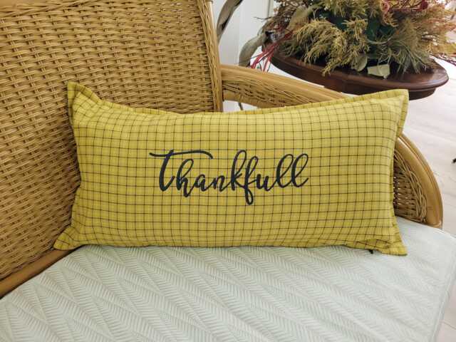 Thankfull Gingham Pillow Cover, Autumn Fall Pillow, Thanks Giving - image 1